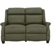 Warrendale Power Reclining Loveseat with Power Headrests in Oasis Olive Green Top-Grain Leather